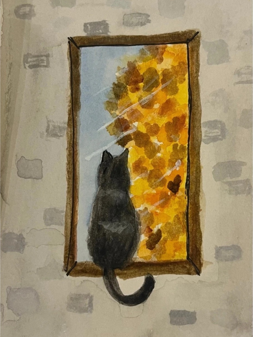 Original Cat Watercolor Greeting Card Set